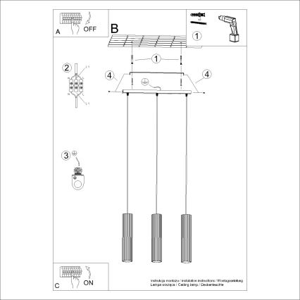 Lámpara colgante KARBON 3xGU10/10W/230V negro