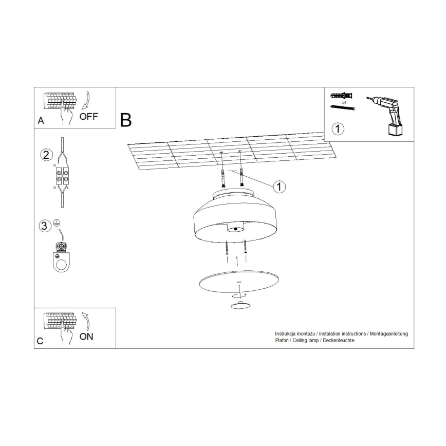 Lámpara de techo OMIQ 4xE27/15W/230V Ø 30 cm roja