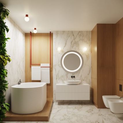 Plafón de baño HALO 1xG9/8W/230V diá. 12 cm IP44 naranja