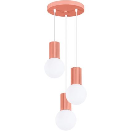 Lámpara colgante HALO 3xG9/8W/230V diá. 25 cm rosa