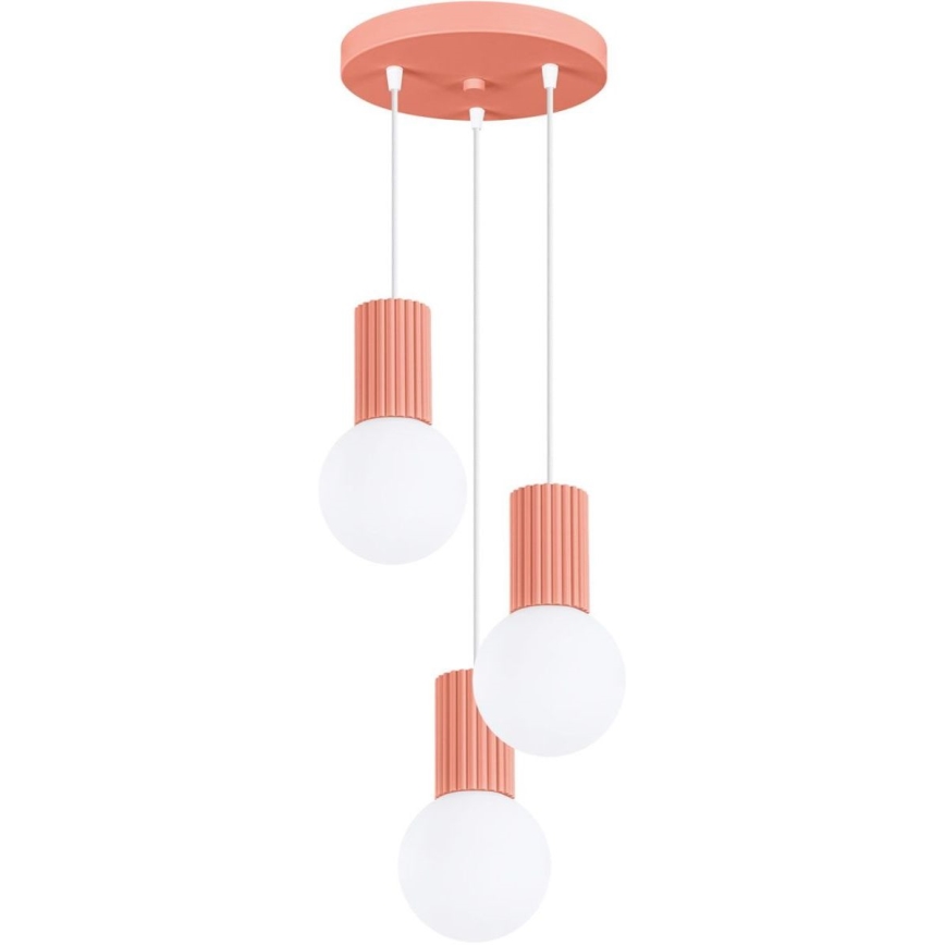 Lámpara colgante HALO 3xG9/8W/230V diá. 25 cm rosa