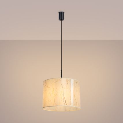 Lámpara colgante con cable NEVIA 1xE27/15W/230V Ø 40 cm beige/efecto mármol