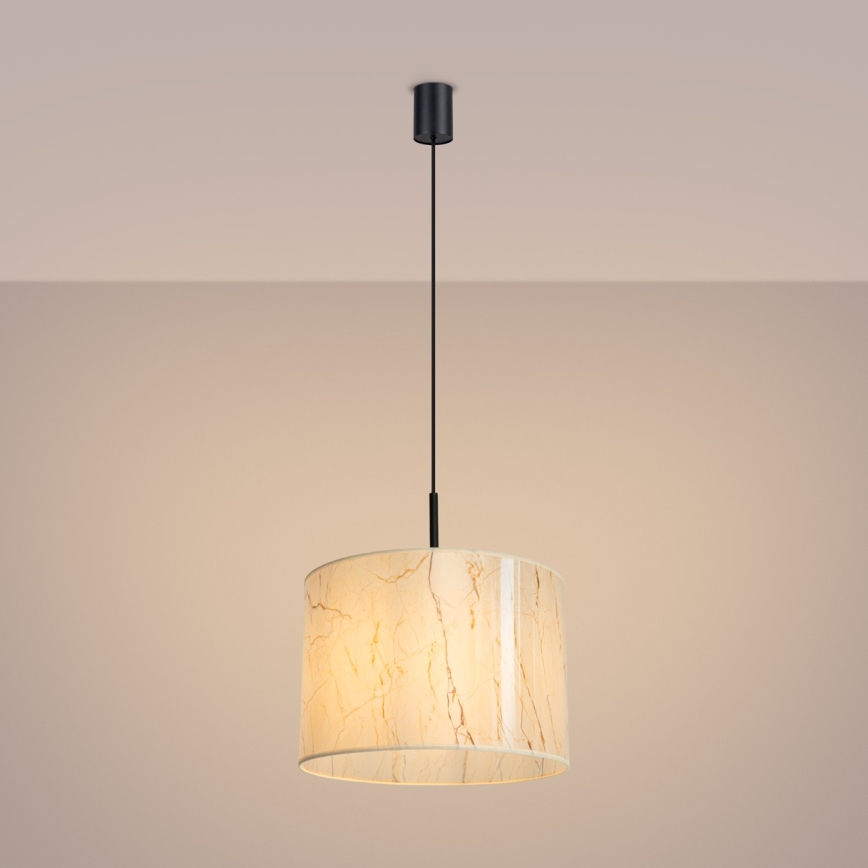 Lámpara colgante con cable NEVIA 1xE27/15W/230V Ø 40 cm beige/efecto mármol