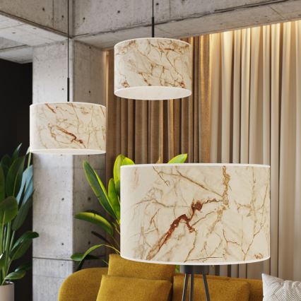 Lámpara colgante con cable NEVIA 1xE27/15W/230V Ø 40 cm beige/efecto mármol