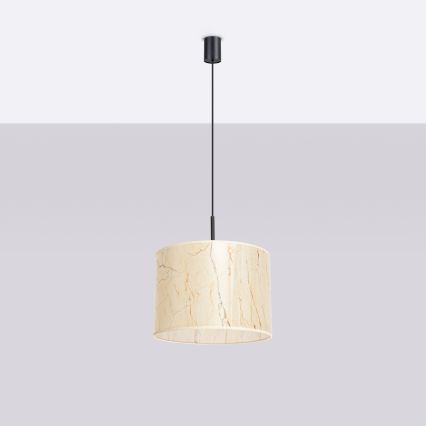 Lámpara colgante con cable NEVIA 1xE27/15W/230V Ø 40 cm beige/efecto mármol