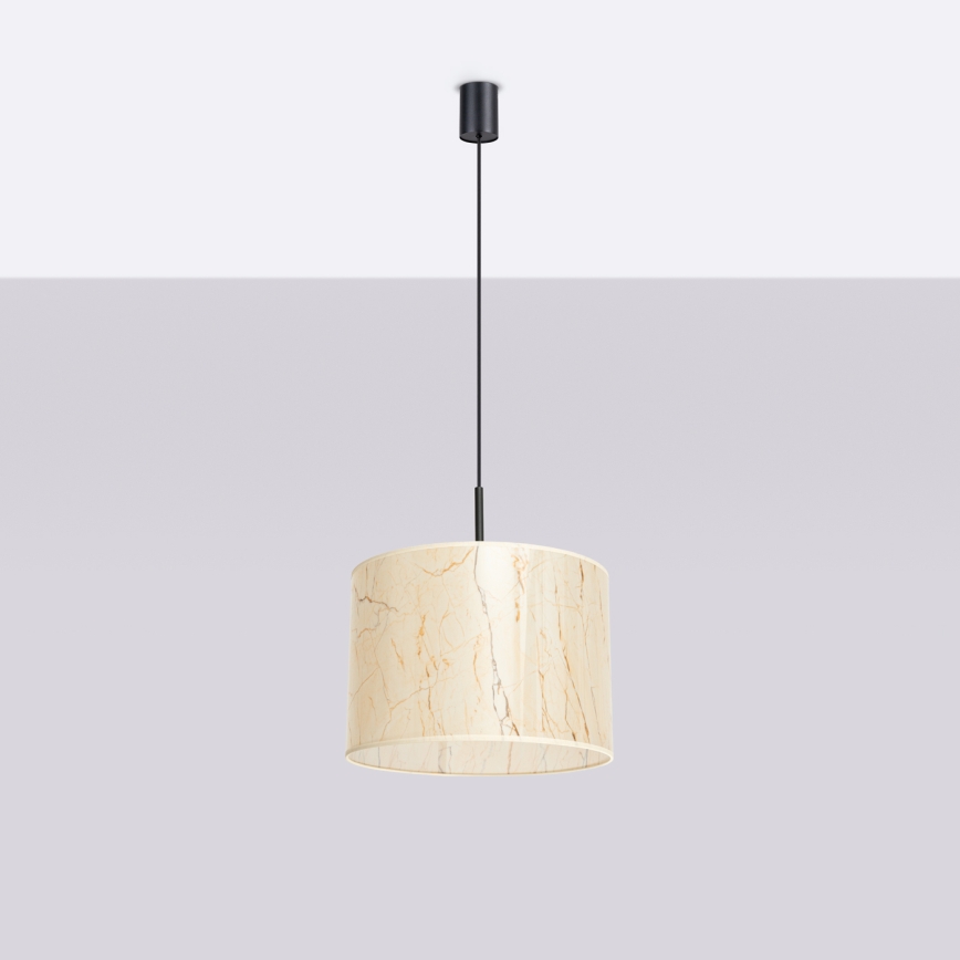 Lámpara colgante con cable NEVIA 1xE27/15W/230V Ø 40 cm beige/efecto mármol