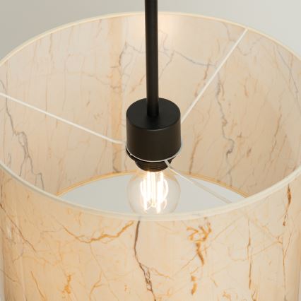 Lámpara colgante con cable NEVIA 1xE27/15W/230V Ø 40 cm beige/efecto mármol