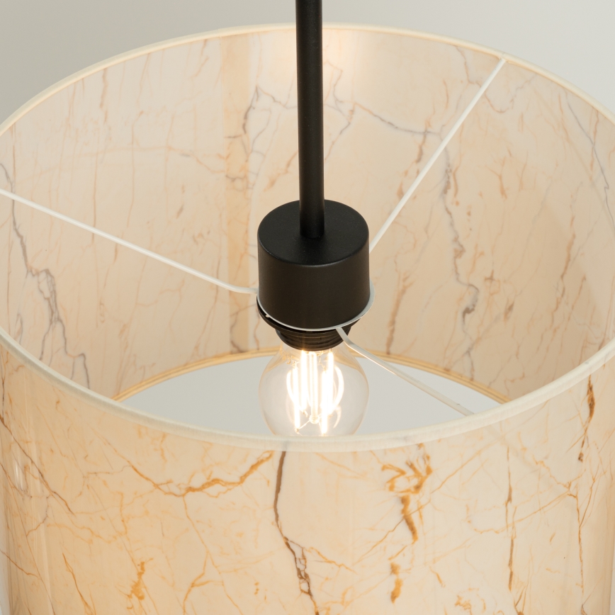 Lámpara colgante con cable NEVIA 1xE27/15W/230V Ø 40 cm beige/efecto mármol