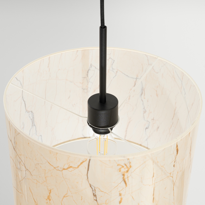 Lámpara colgante con cable NEVIA 1xE27/15W/230V Ø 40 cm beige/efecto mármol