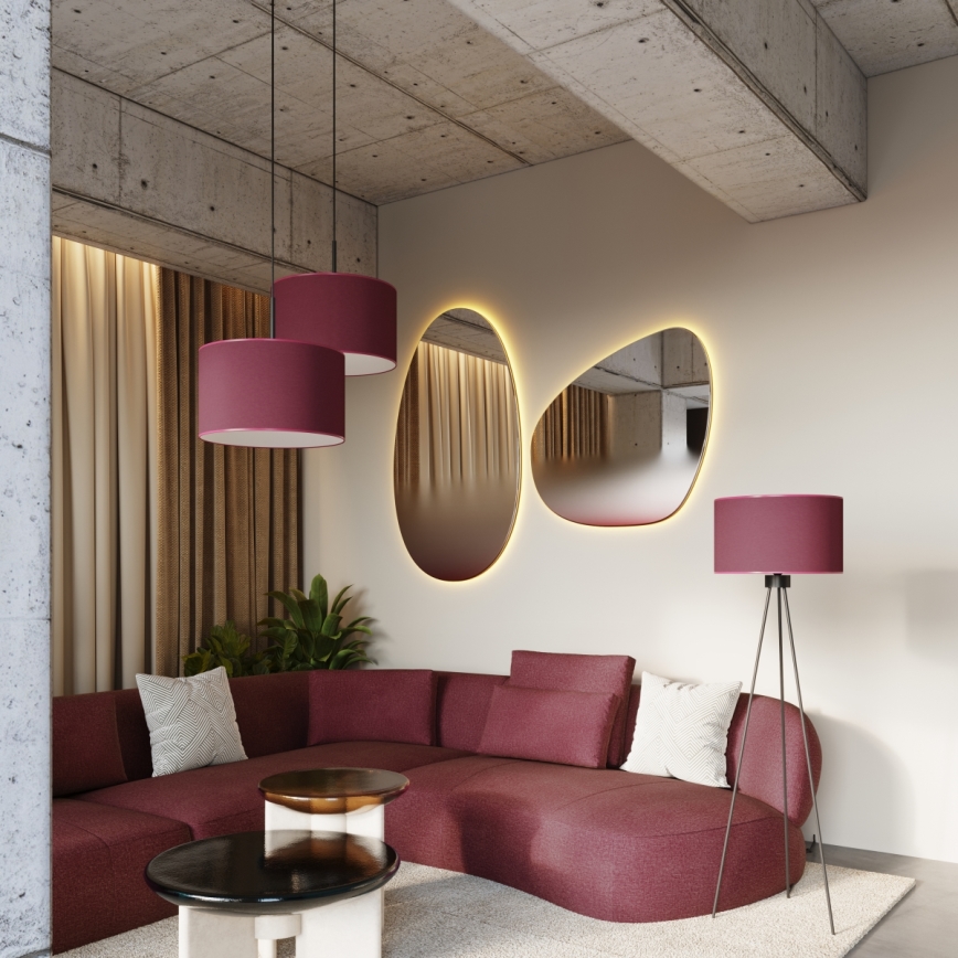 Lámpara colgante con cable NEVIA 1xE27/15W/230V Ø 40 cm roja