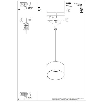 Lámpara colgante con cable NEVIA 1xE27/15W/230V Ø 40 cm roja