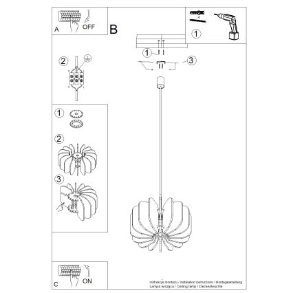 Lámpara colgante con cable MULA 1xE27/15W/230V, diámetro 45 cm, color crema