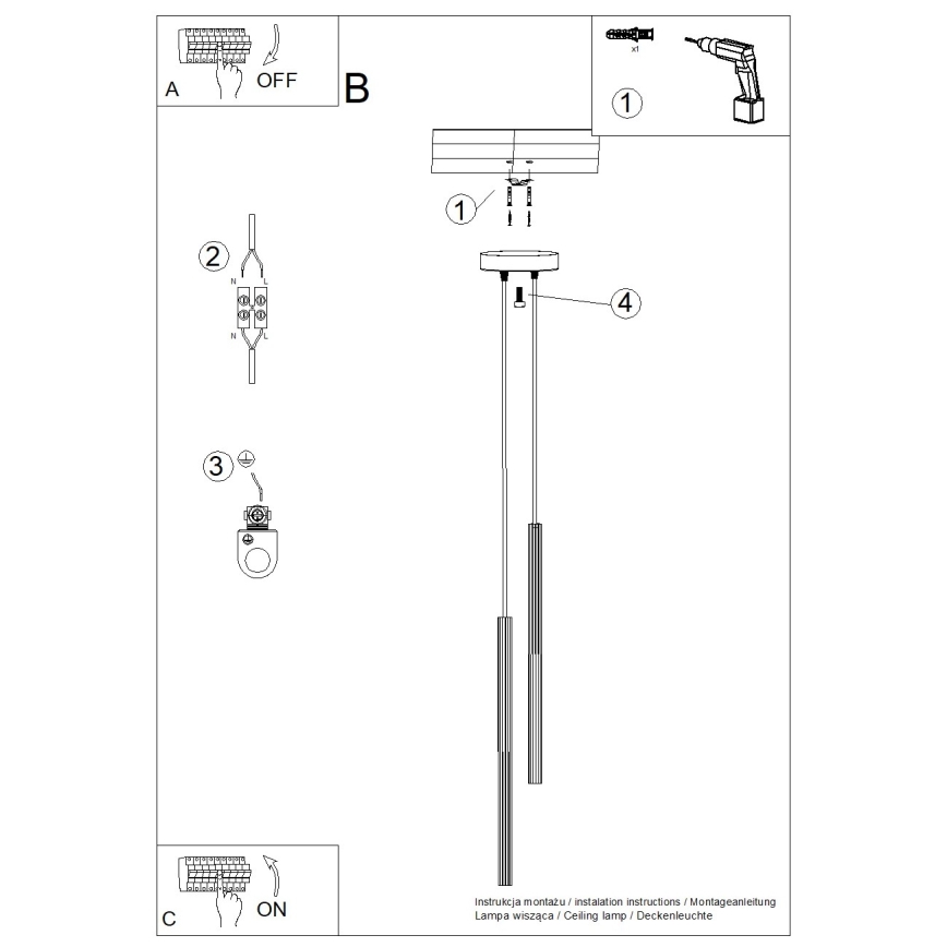 Lámpara colgante con cable ARCHE 2xG9/8W/230V negra