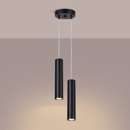 Lámpara colgante con cable LAGOS 2xGU10/10W/230V negra