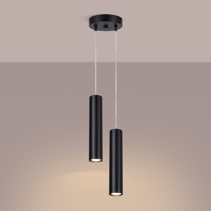 Lámpara colgante con cable LAGOS 2xGU10/10W/230V negra