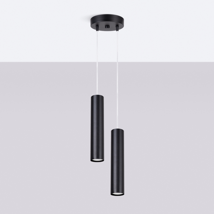 Lámpara colgante con cable LAGOS 2xGU10/10W/230V negra