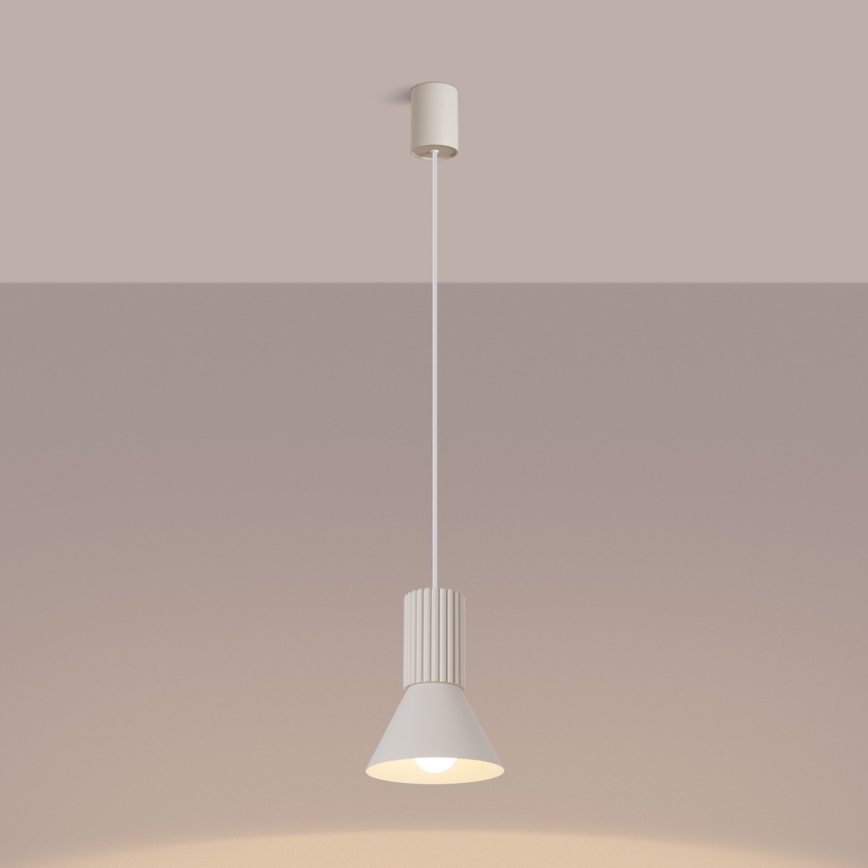 Lámpara colgante ESTRIA con cable 1xE14/10W/230V Ø 14 cm color crema