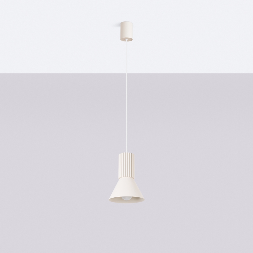 Lámpara colgante ESTRIA con cable 1xE14/10W/230V Ø 14 cm color crema