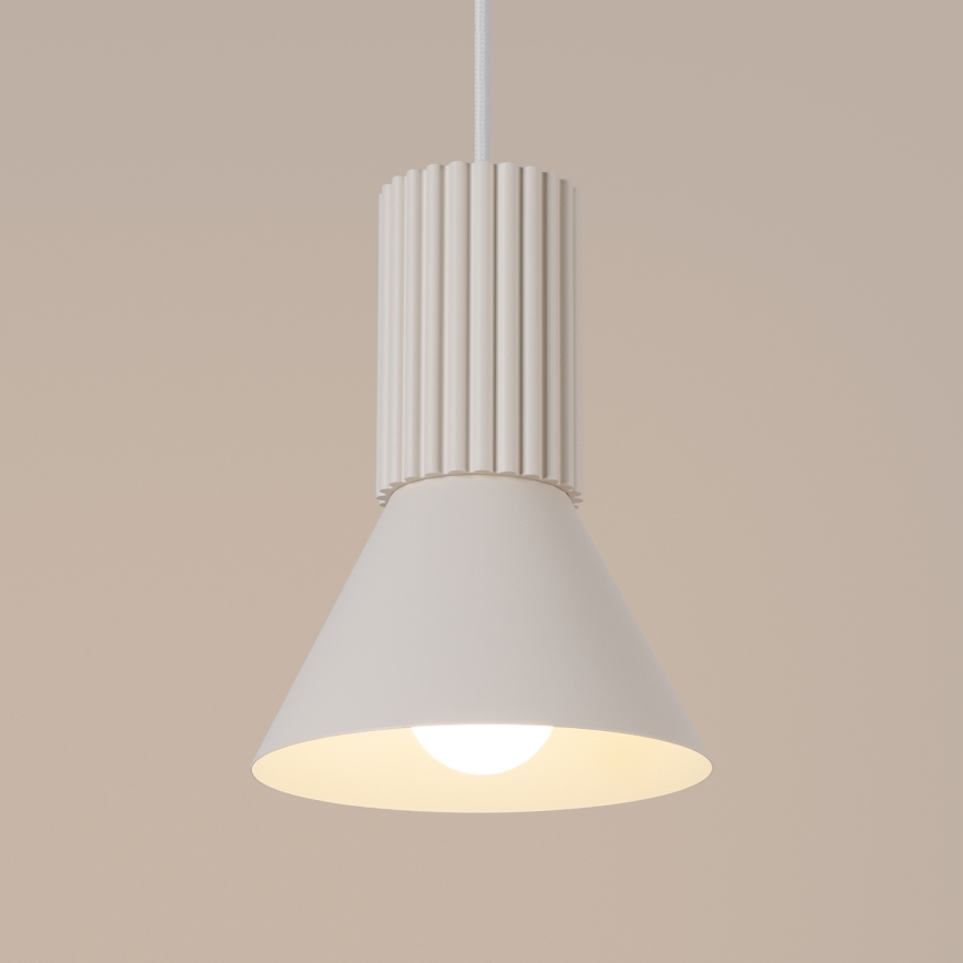 Lámpara colgante ESTRIA con cable 1xE14/10W/230V Ø 14 cm color crema