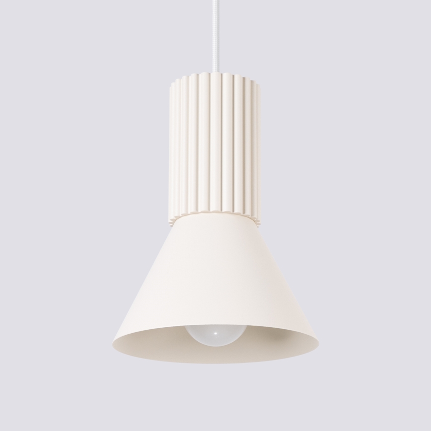 Lámpara colgante ESTRIA con cable 1xE14/10W/230V Ø 14 cm color crema