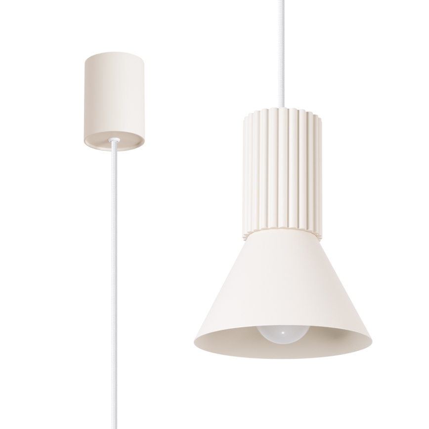 Lámpara colgante ESTRIA con cable 1xE14/10W/230V Ø 14 cm color crema