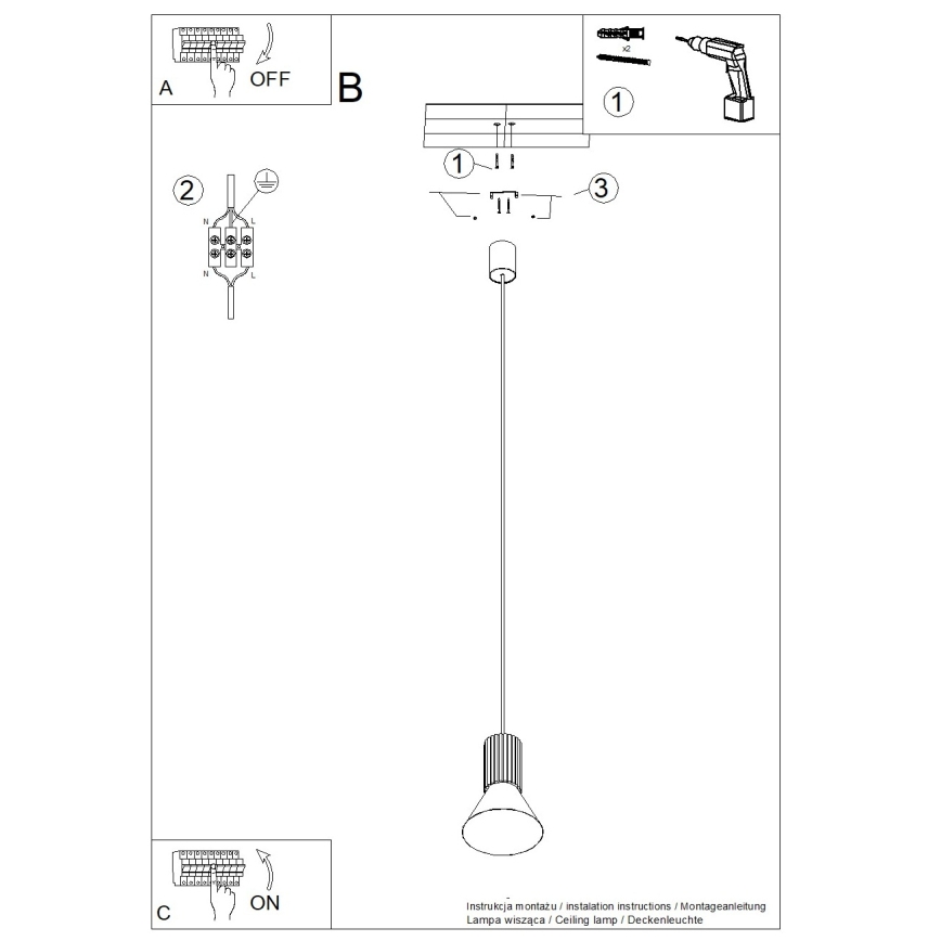 Lámpara colgante ESTRIA con cable 1xE14/10W/230V Ø 14 cm color crema