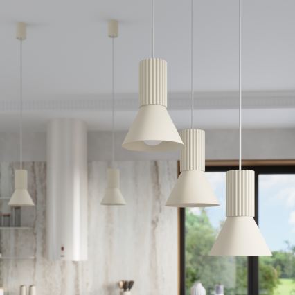 Lámpara colgante con cable ESTRIA 3x E14/10W/230V Ø 30 cm color crema