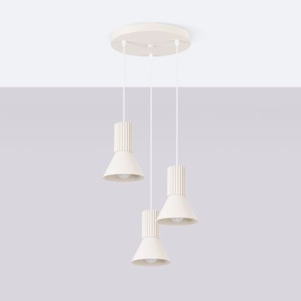 Lámpara colgante con cable ESTRIA 3x E14/10W/230V Ø 30 cm color crema