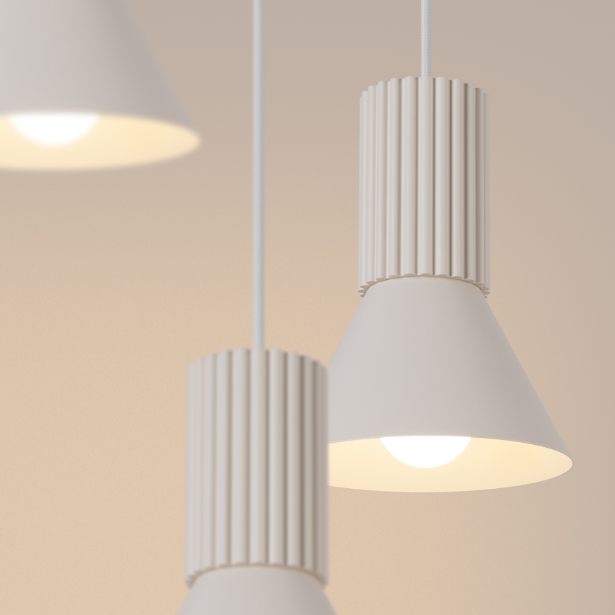 Lámpara colgante con cable ESTRIA 3x E14/10W/230V Ø 30 cm color crema