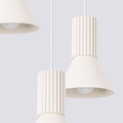 Lámpara colgante con cable ESTRIA 3x E14/10W/230V Ø 30 cm color crema