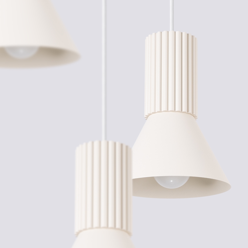 Lámpara colgante con cable ESTRIA 3x E14/10W/230V Ø 30 cm color crema