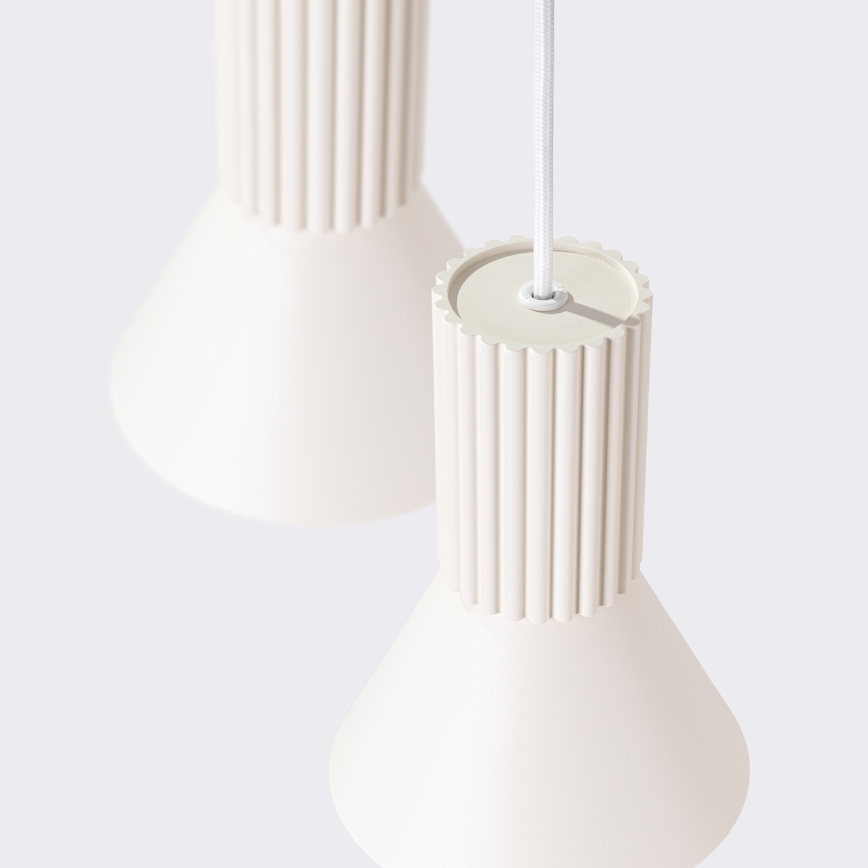 Lámpara colgante con cable ESTRIA 3x E14/10W/230V Ø 30 cm color crema