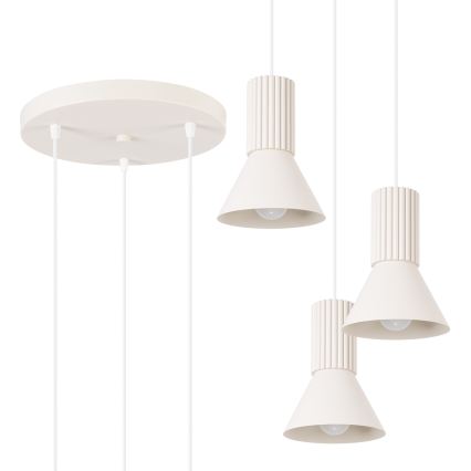 Lámpara colgante con cable ESTRIA 3x E14/10W/230V Ø 30 cm color crema