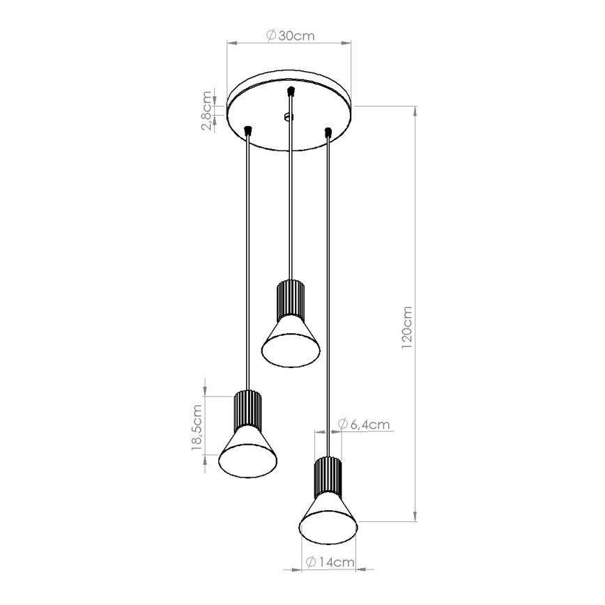 Lámpara colgante con cable ESTRIA 3x E14/10W/230V Ø 30 cm color crema