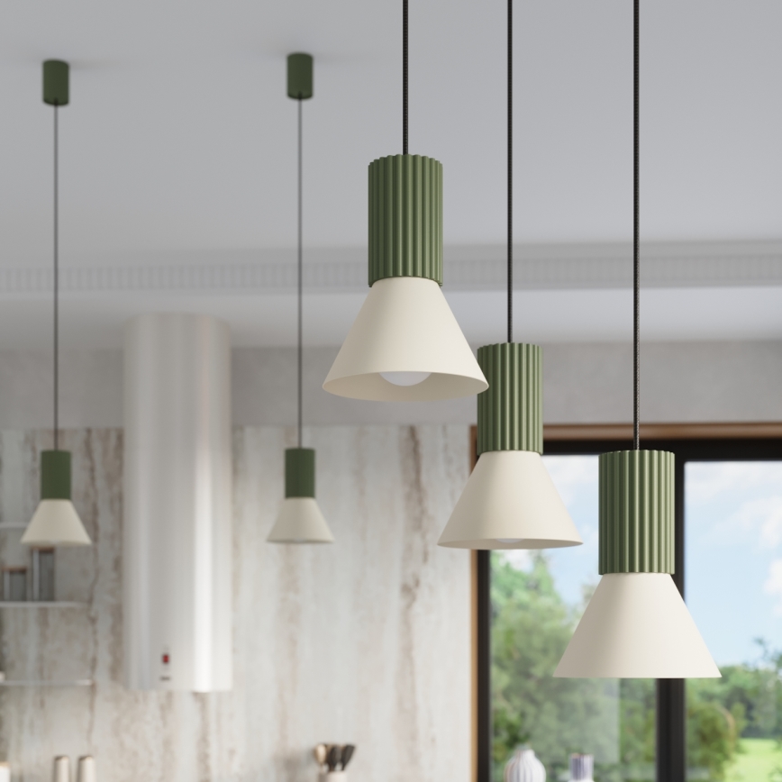 Lámpara colgante con cable ESTRIA 3xE14/10W/230V Ø 30 cm verde