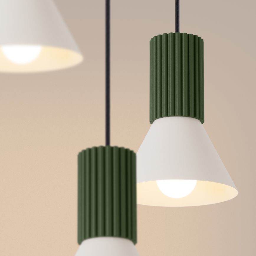 Lámpara colgante con cable ESTRIA 3xE14/10W/230V Ø 30 cm verde