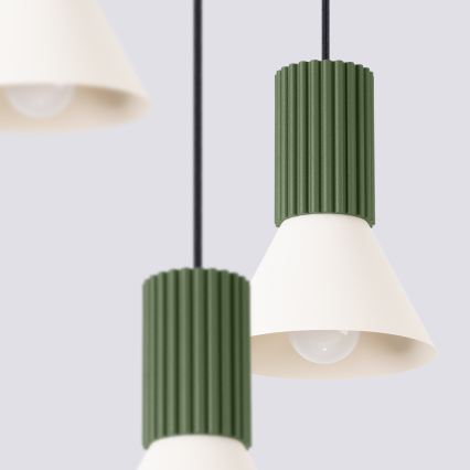 Lámpara colgante con cable ESTRIA 3xE14/10W/230V Ø 30 cm verde