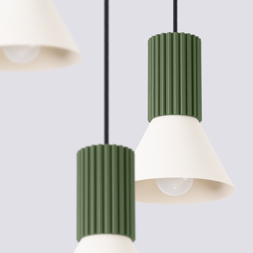 Lámpara colgante con cable ESTRIA 3xE14/10W/230V Ø 30 cm verde