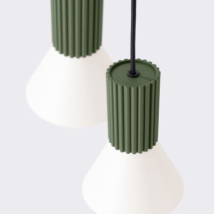 Lámpara colgante con cable ESTRIA 3xE14/10W/230V Ø 30 cm verde