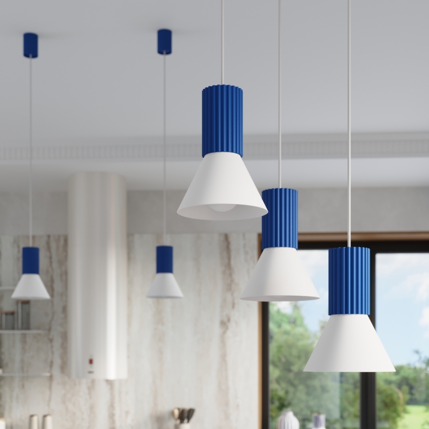 Lámpara colgante con cable ESTRIA 3xE14/10W/230V, diámetro 30 cm, azul