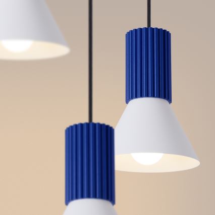 Lámpara colgante con cable ESTRIA 3xE14/10W/230V, diámetro 30 cm, azul