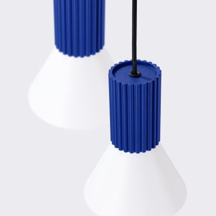 Lámpara colgante con cable ESTRIA 3xE14/10W/230V, diámetro 30 cm, azul