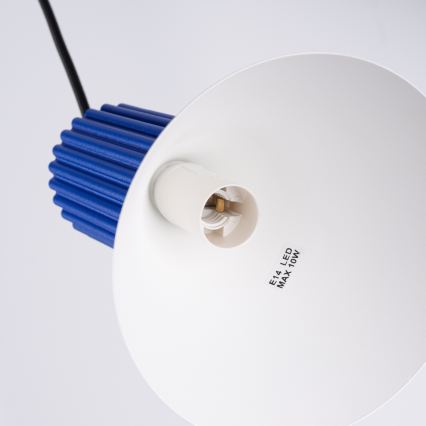 Lámpara colgante con cable ESTRIA 3xE14/10W/230V, diámetro 30 cm, azul