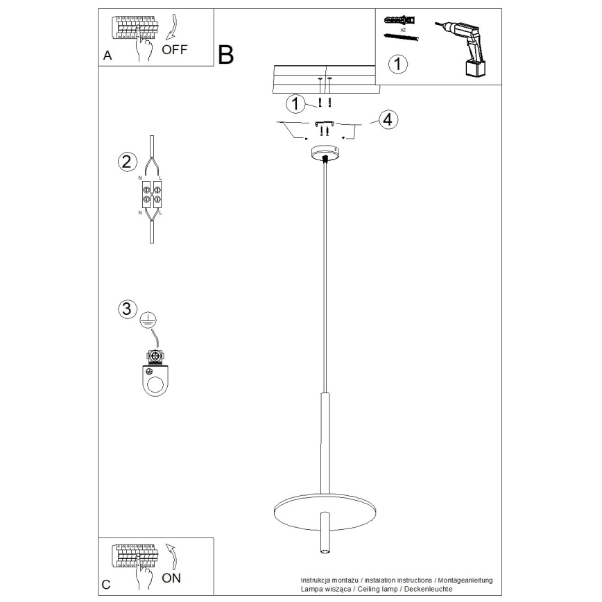Lámpara colgante con cable FELTRO 1xG9/8W/230V negro/azul