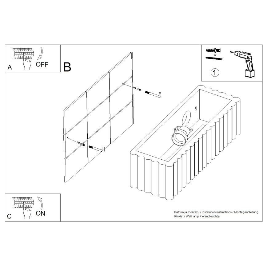 Aplique de pared RIGATA 1xE27/15W/230V cerámica/blanco