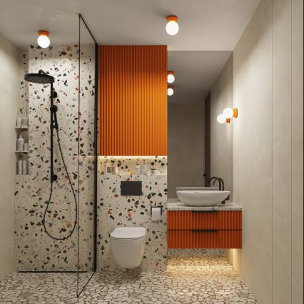 Aplique de pared para baño ZORI 1xG9/8W/230V IP44 naranja