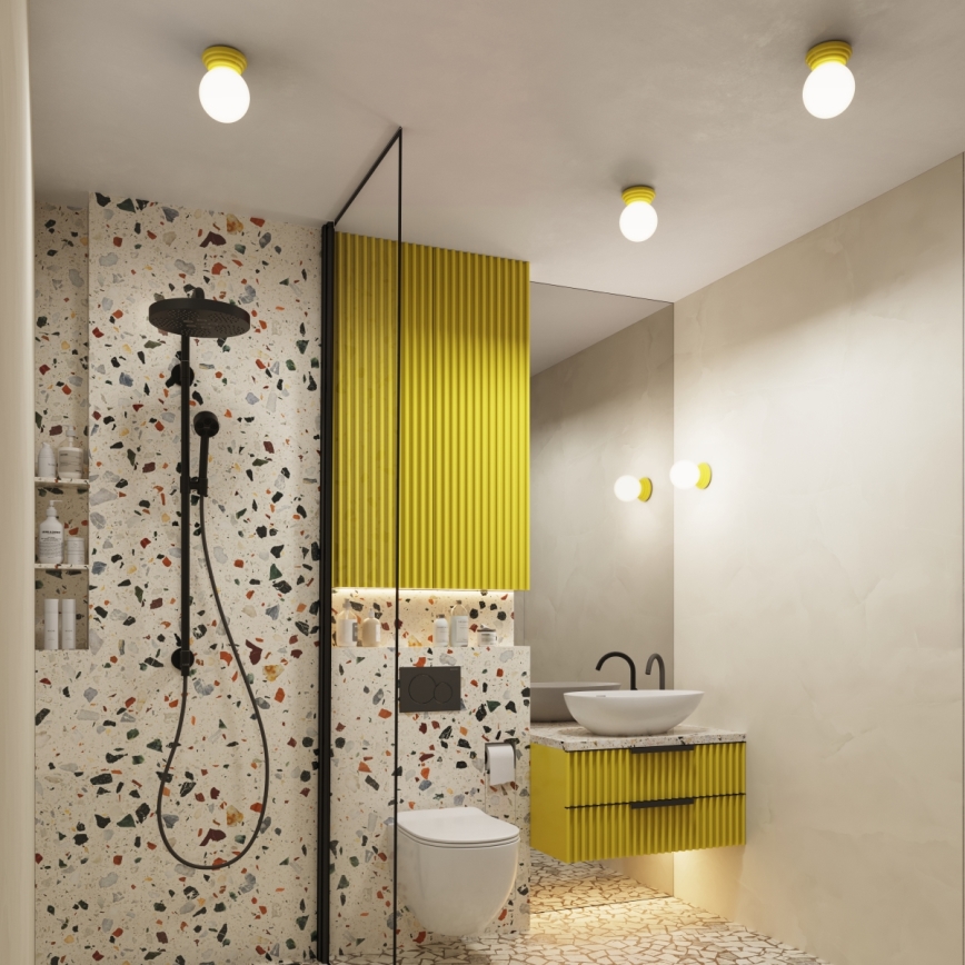 Lámpara de techo para baño ZORI 1xG9/8W/230V Ø 12 cm IP44 amarilla