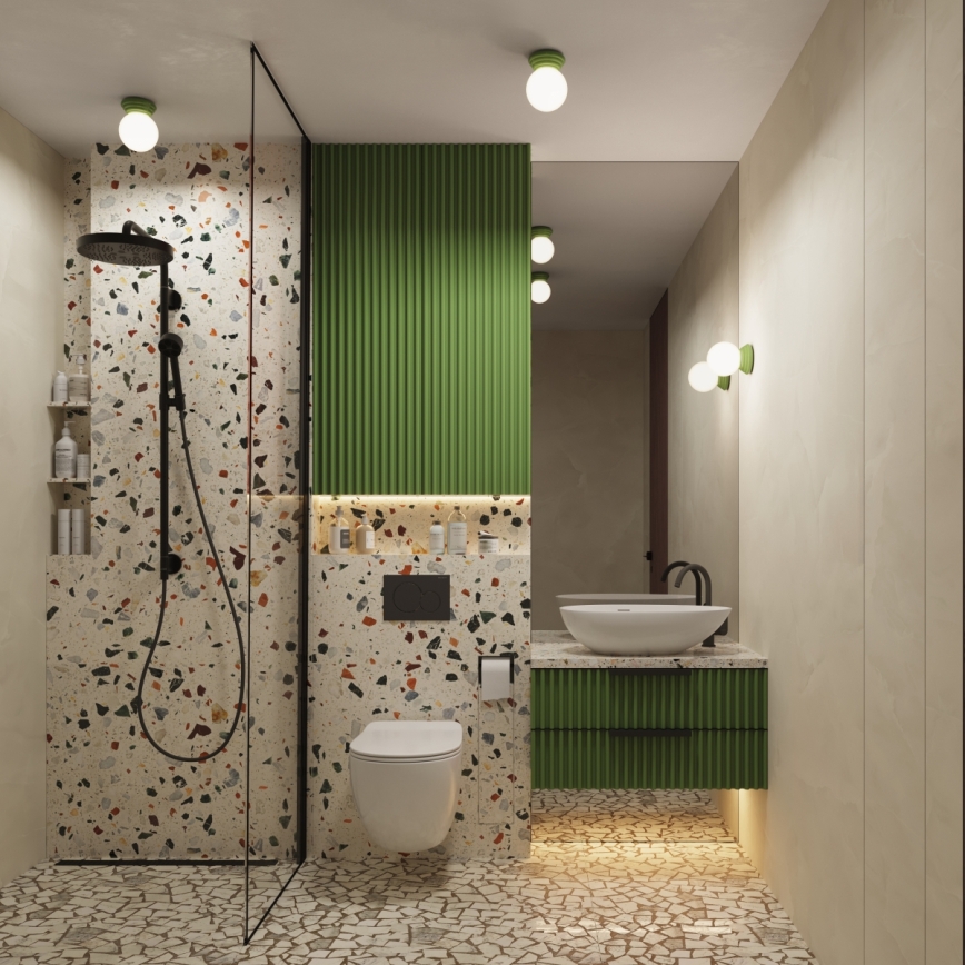 Lámpara de techo para baño ZORI 1xG9/8W/230V Ø 12 cm IP44 verde