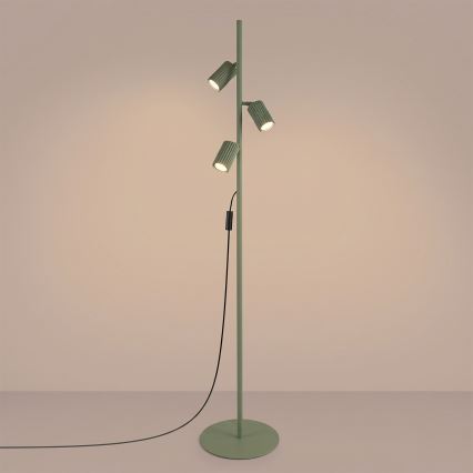 Lámpara de pie KARBON 3xGU10/10W/230V verde