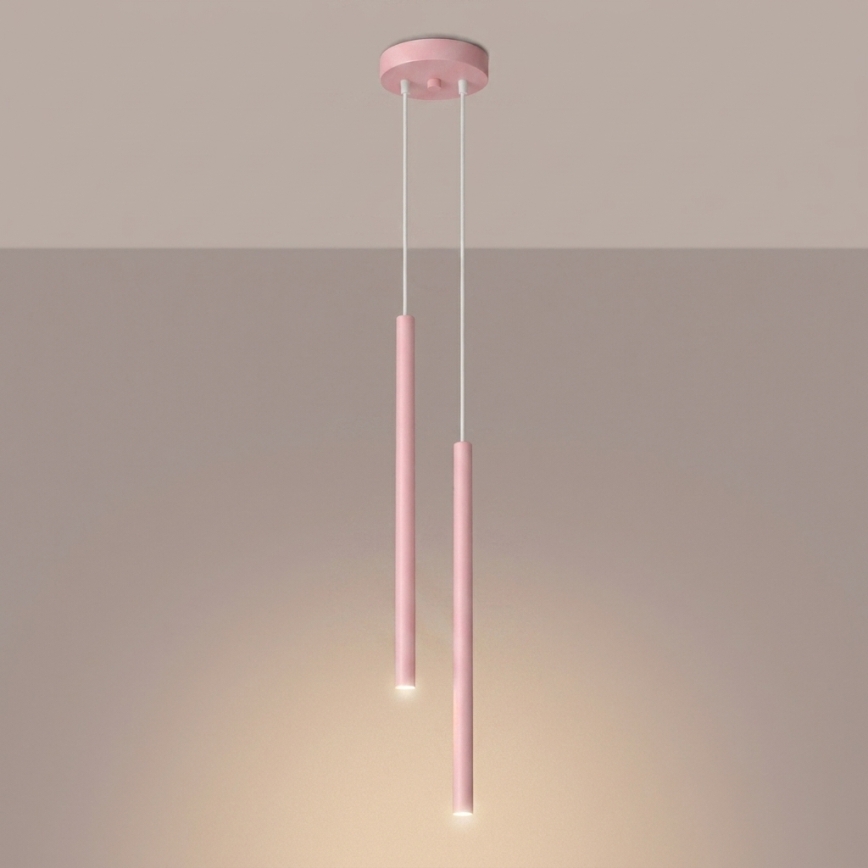 Lámpara colgante con cable PASTELO 2xG9/8W/230V rosa